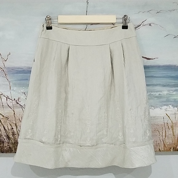 90s 80 IVORY SKIRT SHIMMER PLEATED SIZE 6 DAINTY PREPPY MINIMALIST SUMMER SPRING - Picture 5 of 8